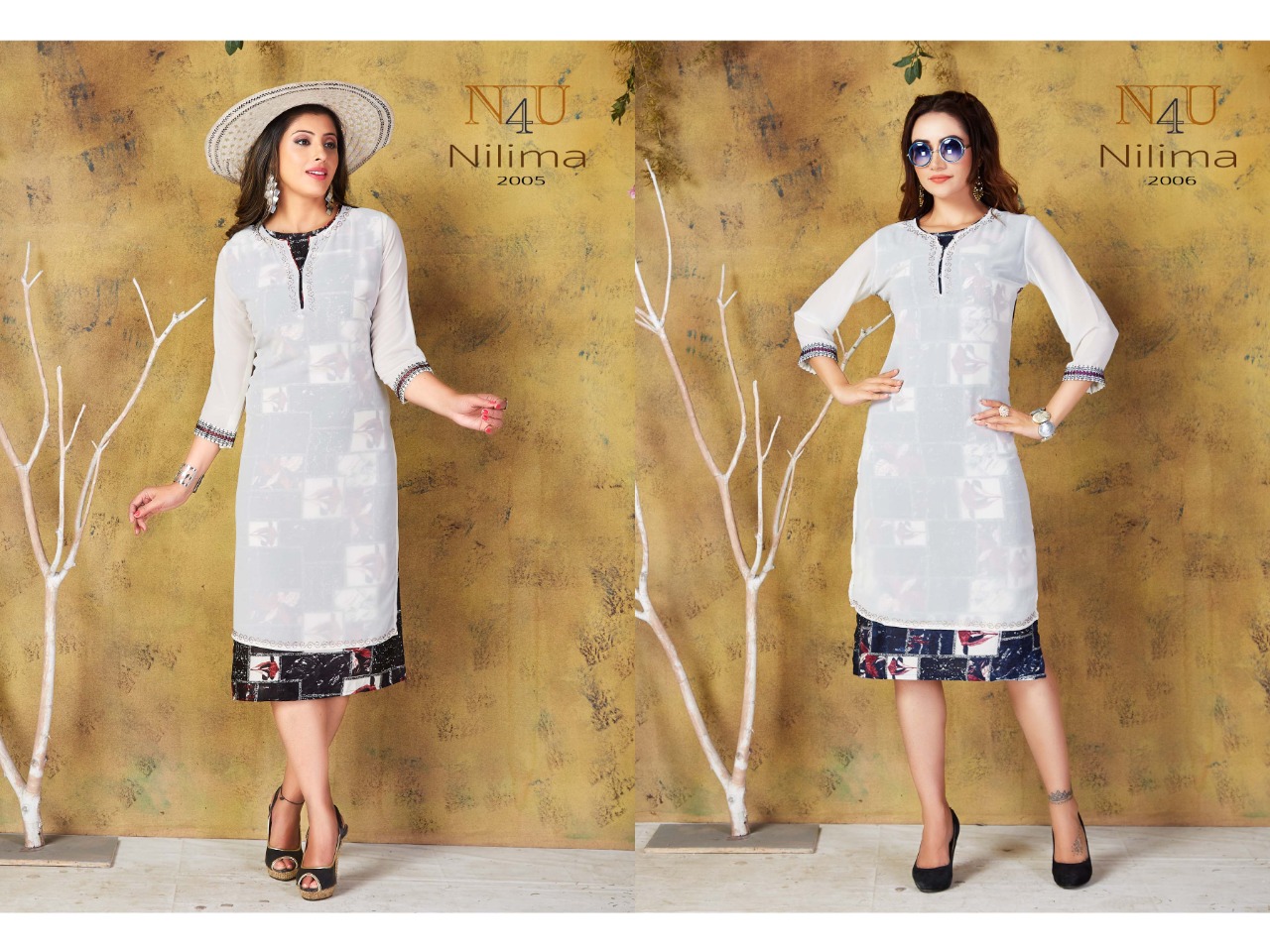 Tunic house nilima gorgeous stunning look Georgette fabric Beautifully Designed Embroided Kurties