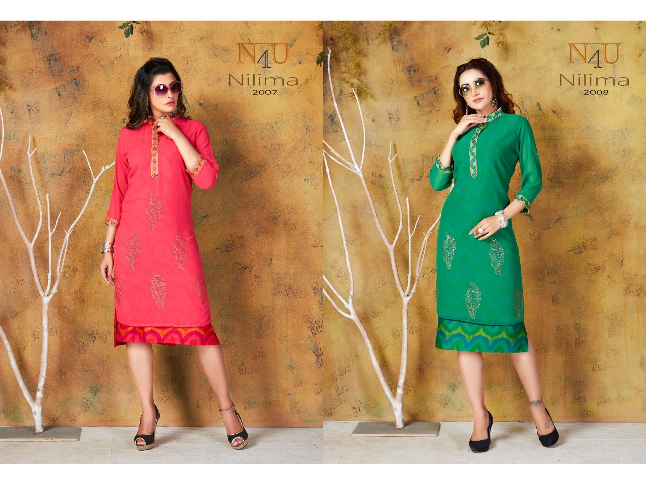Tunic house nilima gorgeous stunning look Georgette fabric Beautifully Designed Embroided Kurties