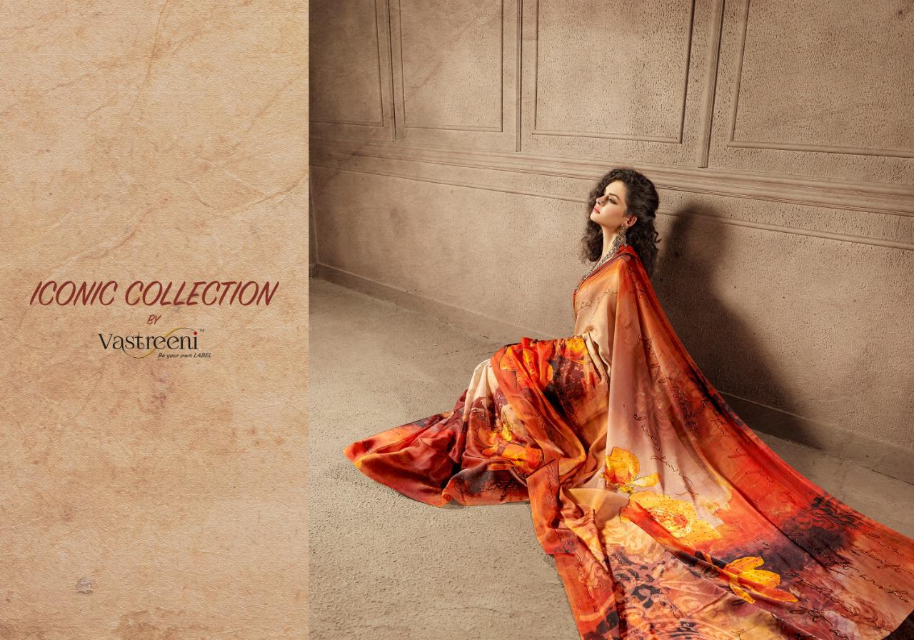 Vastreeni iconic collection linen satin digital beautifull Sarees