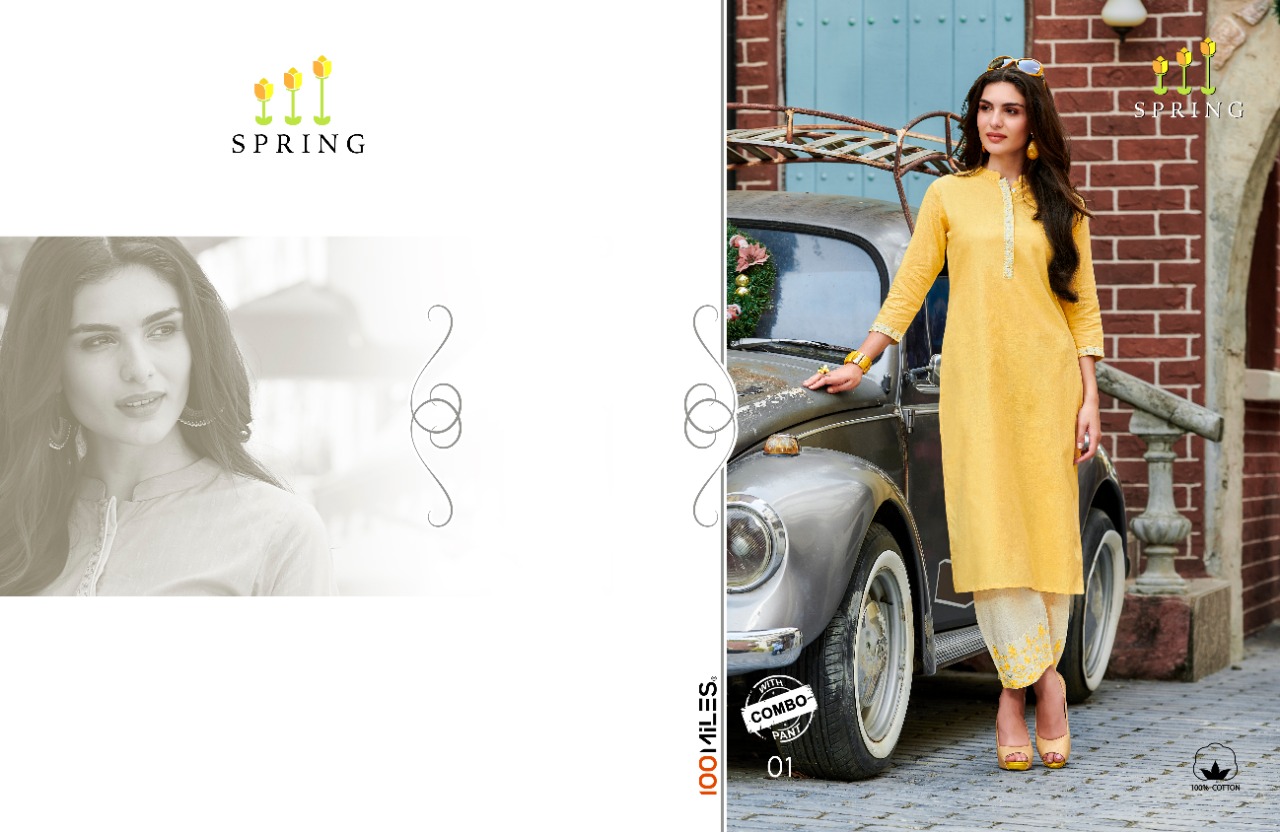 100 miles spring embroidered kurties with designer pants collection