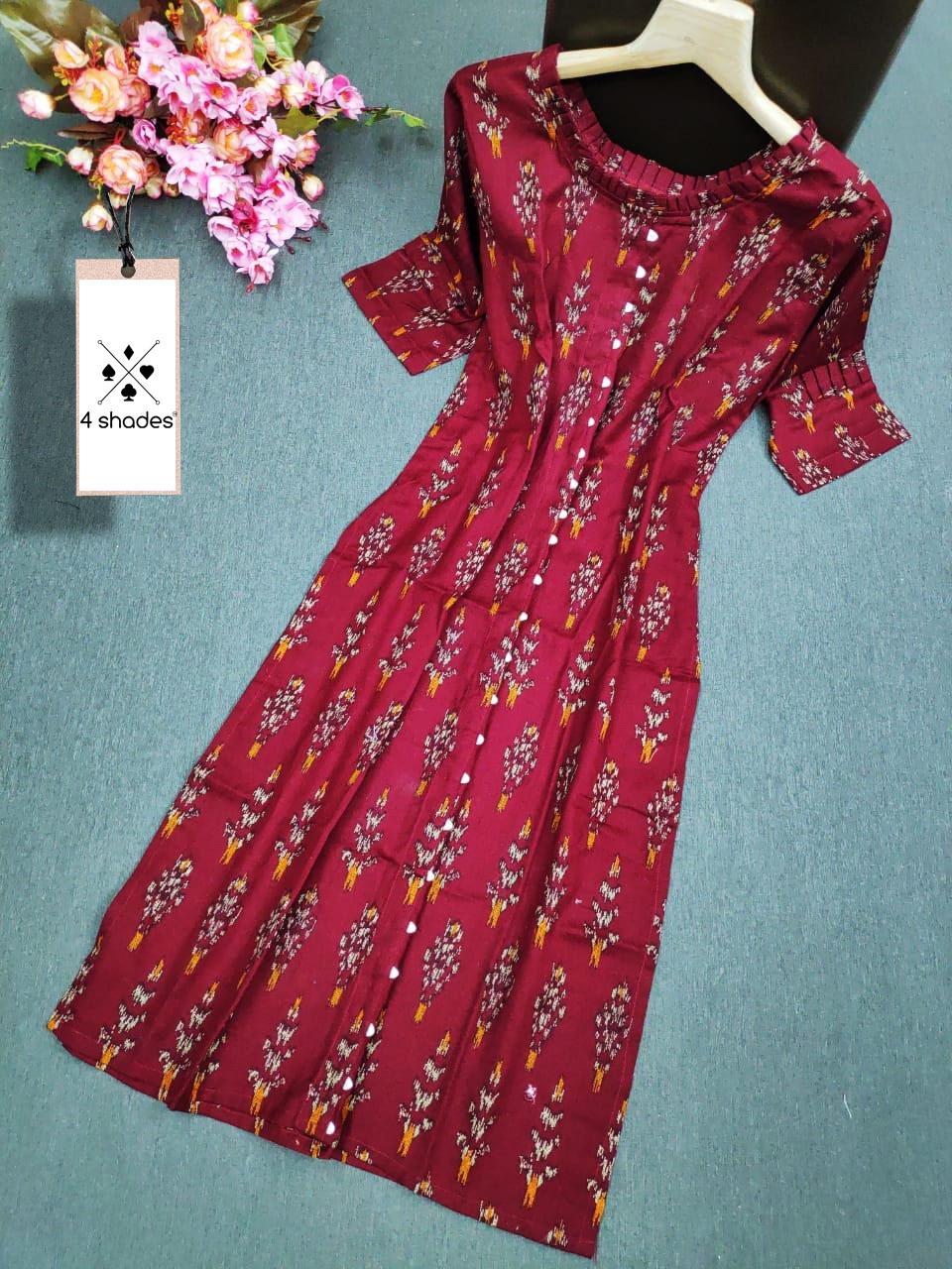 4shades cotton ikat printed daily wear kurties at affordable prices