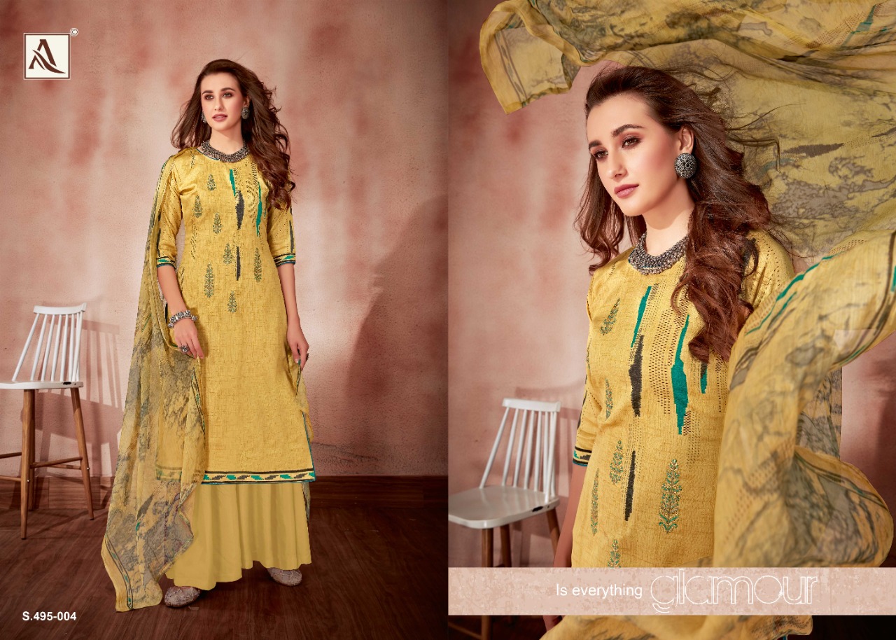 Alok suits areefa jam cotton embroidered dress Material exporter