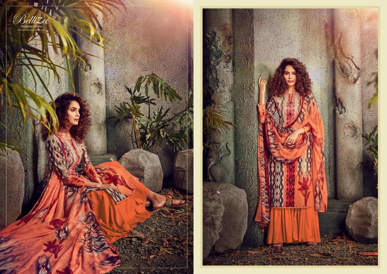 Belliza designer studio florals pure cotton colourful printed salwar suits exporter