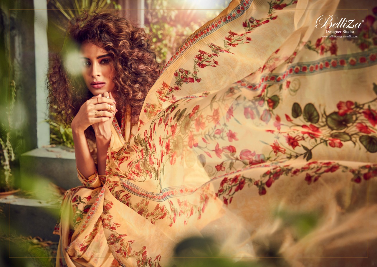 Belliza designer studio florals pure cotton colourful printed salwar suits exporter