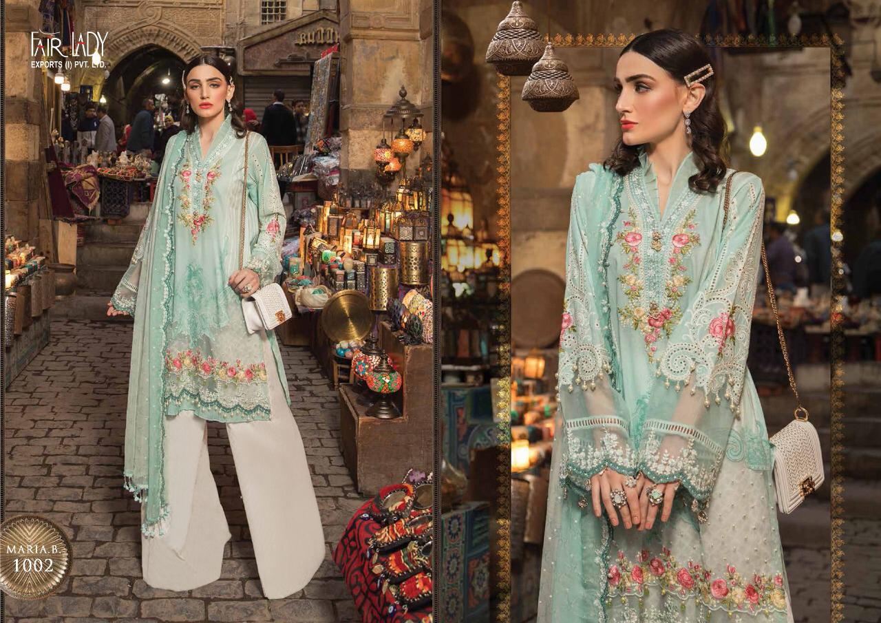 Fairlady maria b lawn digital printed pakistani dress Material with lawn and chiffon dupatta available