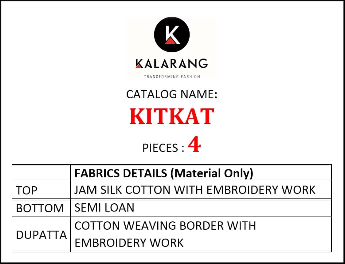 Kalarang kitkat designer dress Material collection at wholesale Rates