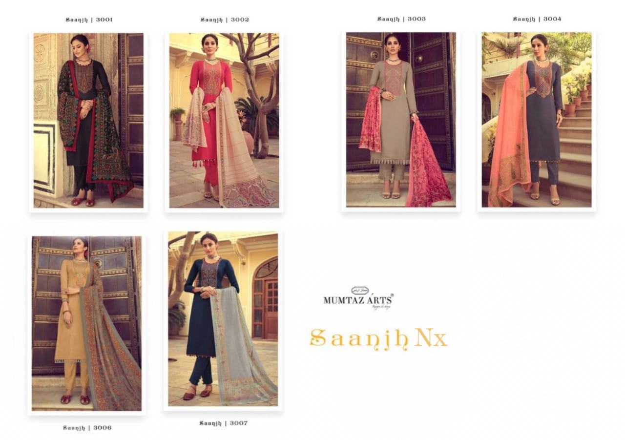 Mumtaz arts saanjh nx designer Karachi embroidered dress Material exporter