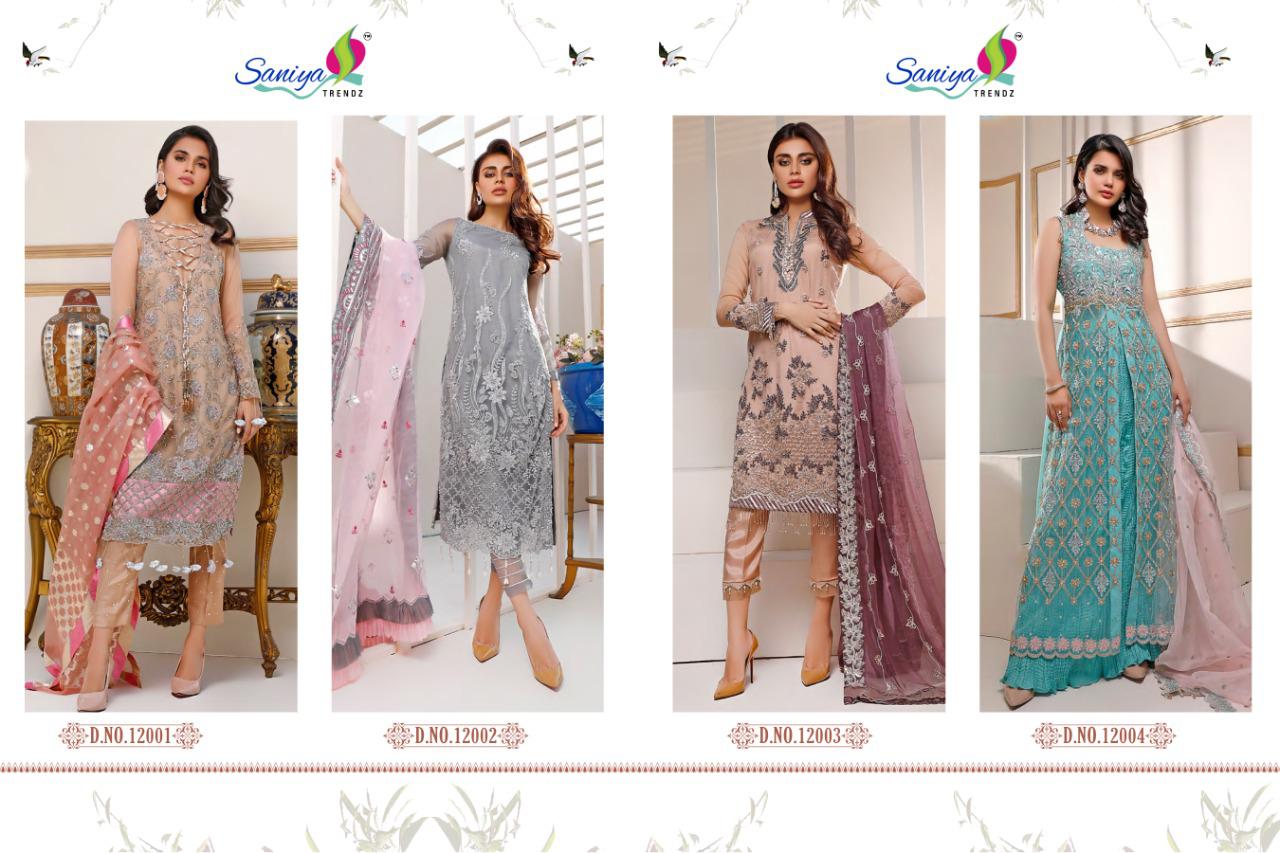 Saniya trendz sifona embroidered karachi salwar kameez collection