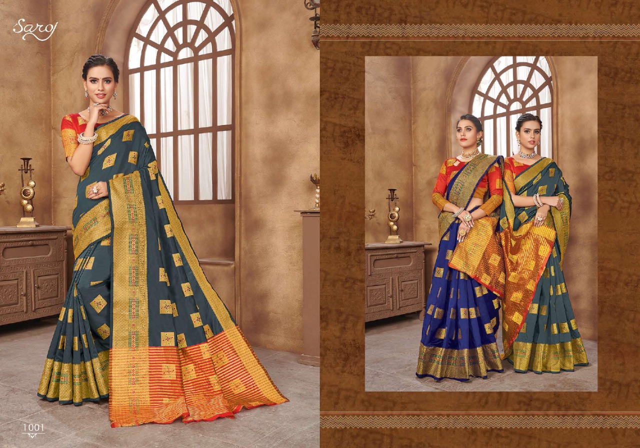 Saroj Shubhangi beautiful silk sarees with jari border