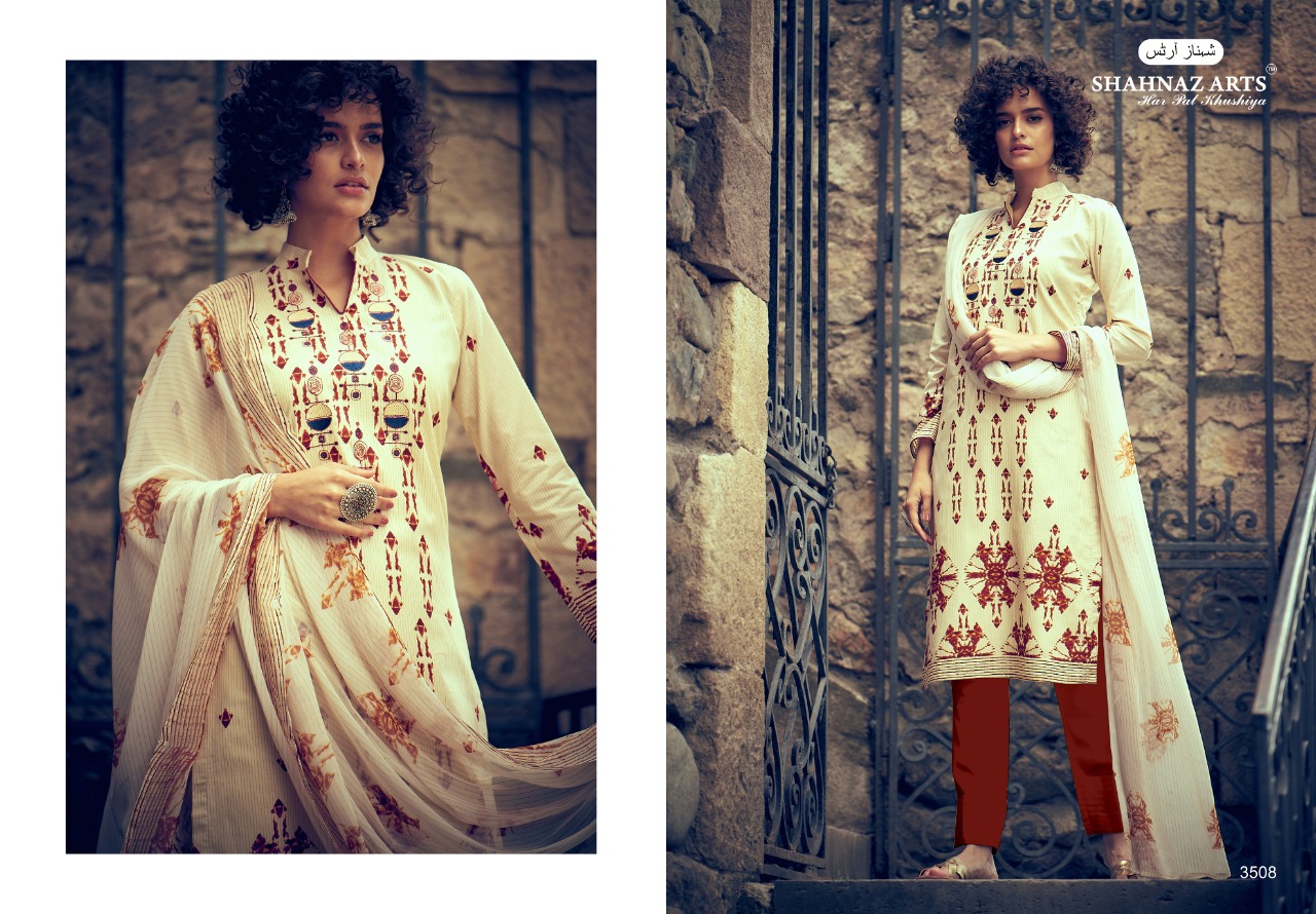 SHAHNAZ ARTS GULBAGH PURE COTTON PRINT WITH SELF EMBROIDERED SALWAR KAMEEZ CATALOG