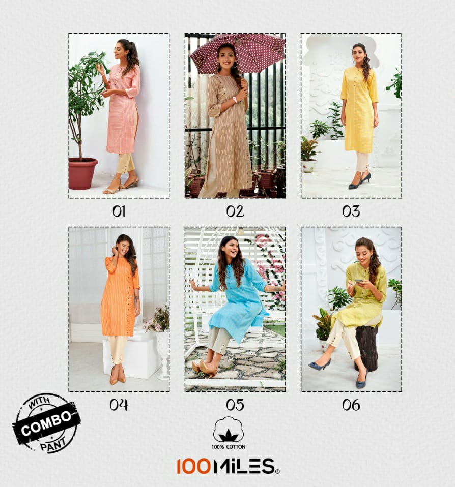 100 miles melody cotton a line kurti with pants at best price online