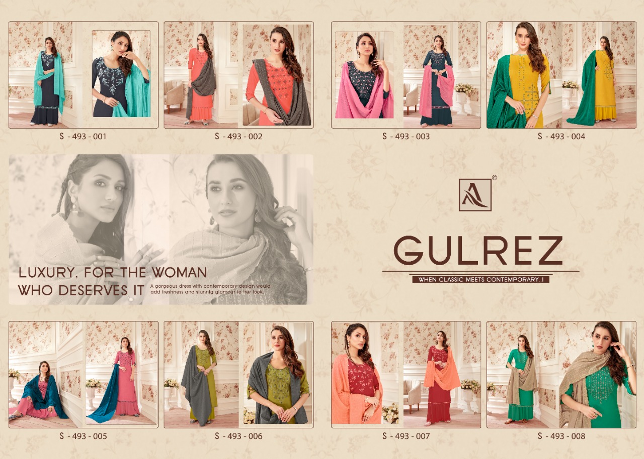Alok suits gulrez cotton embroidered fancy dress Material wholesaler