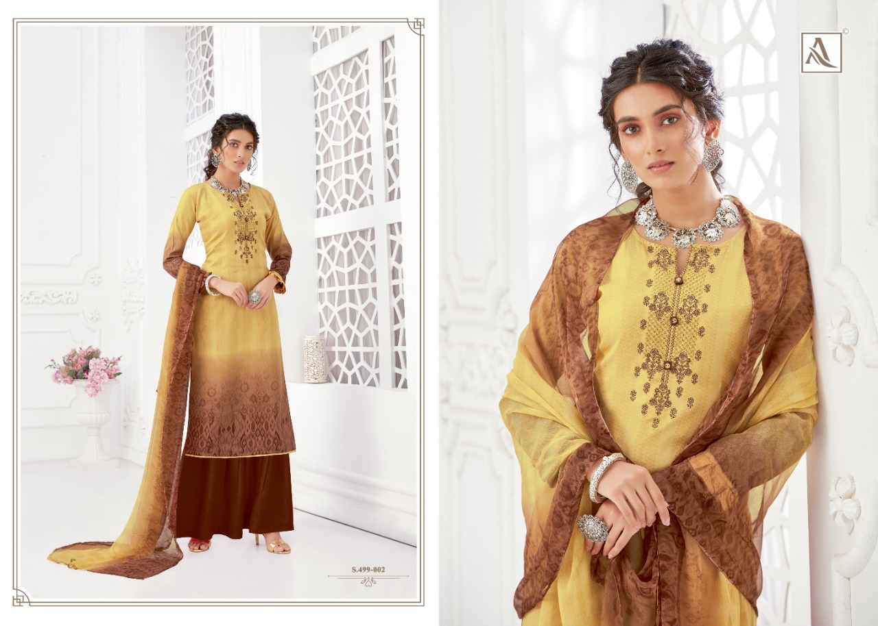 Alok suits gurleen pure cotton embroidered salwar suits Material exporter