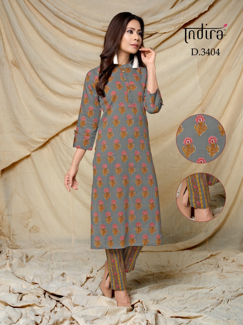 Indira apparel roz meher cotton printed kurti with pant collection