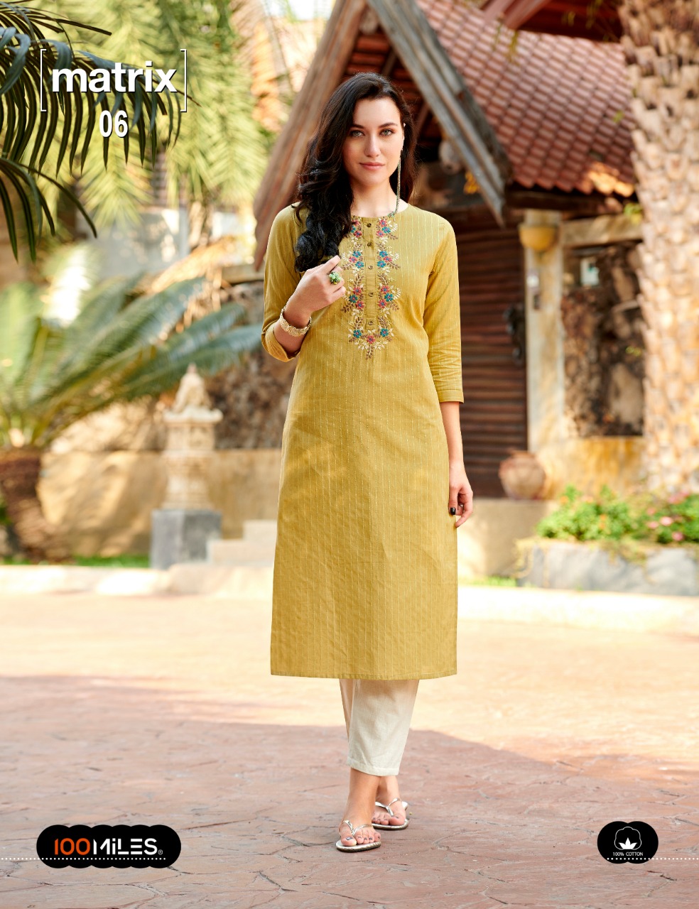 100 miles matrix cotton embroidered beautiful kurties collection at wholesale prices