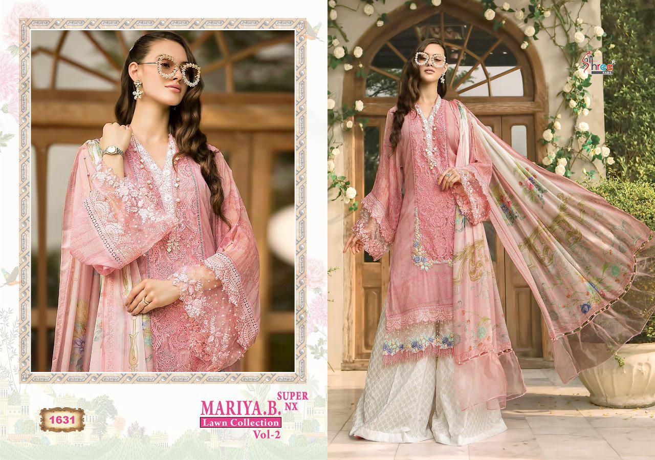 SHREE FABS Mariya b lawn 1631 pink design Salwar Kameez Cotton Singles