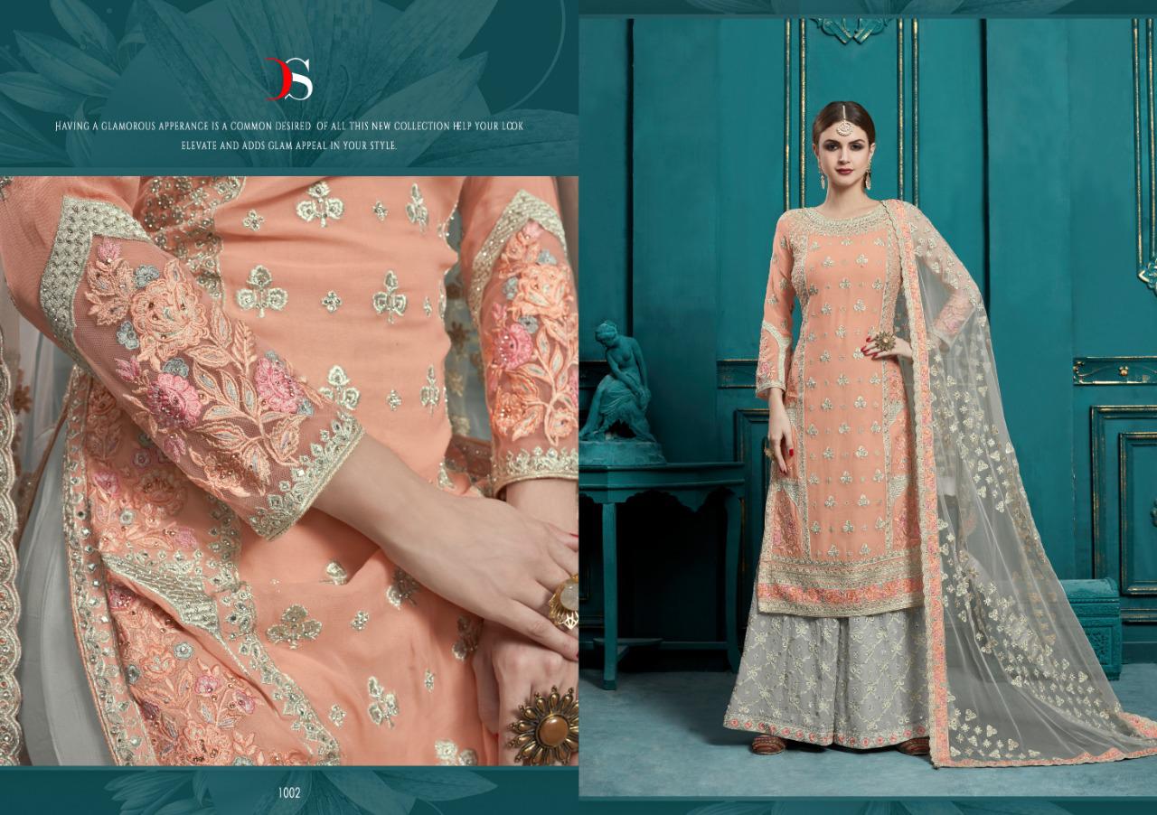 Deepsy suits hannah heavy embroidered georgette salwar kameez plazzo style collection