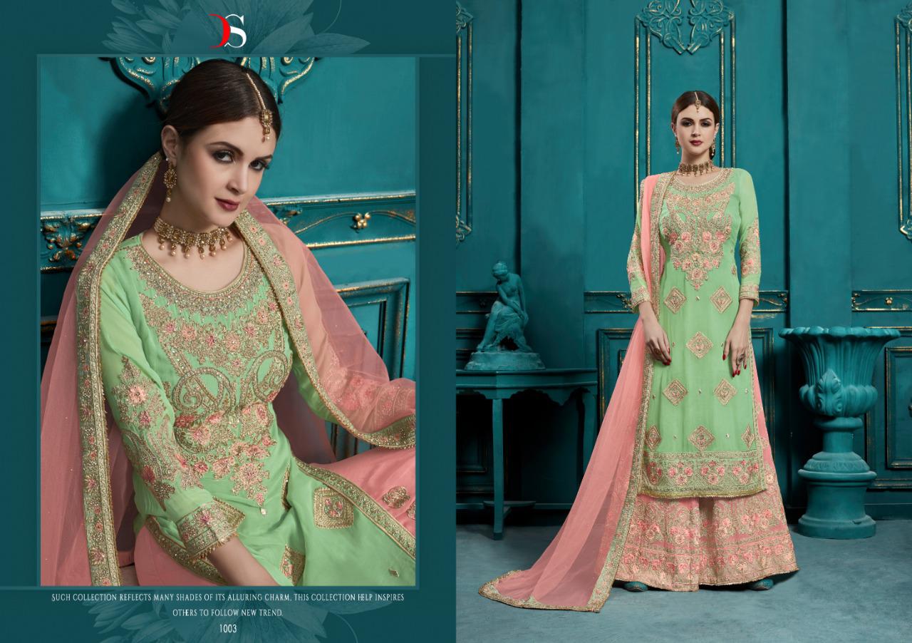 Deepsy suits hannah heavy embroidered georgette salwar kameez plazzo style collection