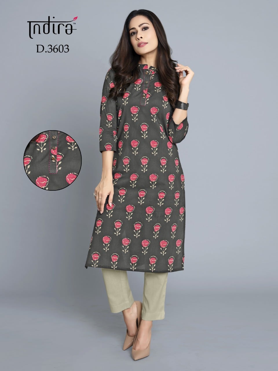 Indira apparel rozana 3 cotton printed fancy kurties catalog