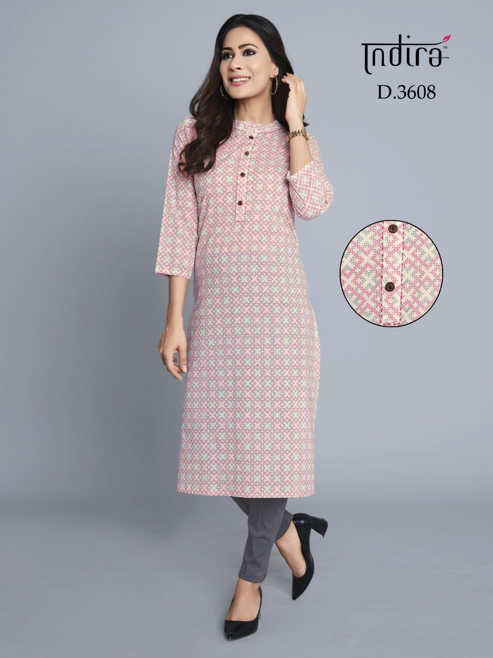 Indira apparel rozana 3 cotton printed fancy kurties catalog