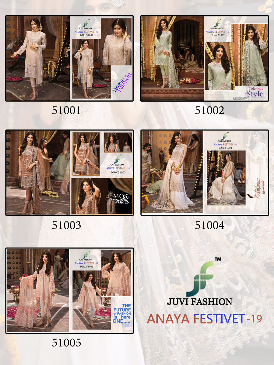 Juvi fashion anaya festival 19 lucknavi work georgette pakistani salwar Wholesaler