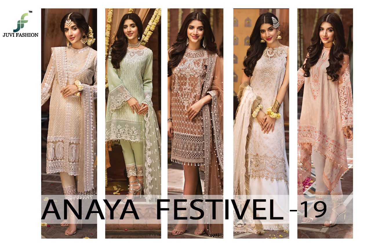 Juvi fashion anaya festival 19 lucknavi work georgette pakistani salwar Wholesaler