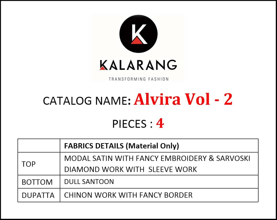 Kalarang Creation Alvira vol-2 stunning look beautifully designed Salwar suits