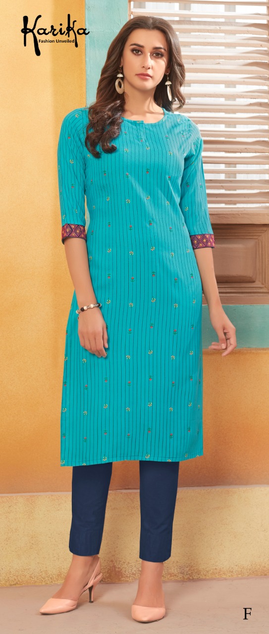 Karika Sparkle Rayon Print casual wear kurti catalog