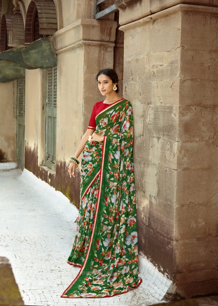 Kashvi inayat colourful printed chiffon saree at wholesale rate