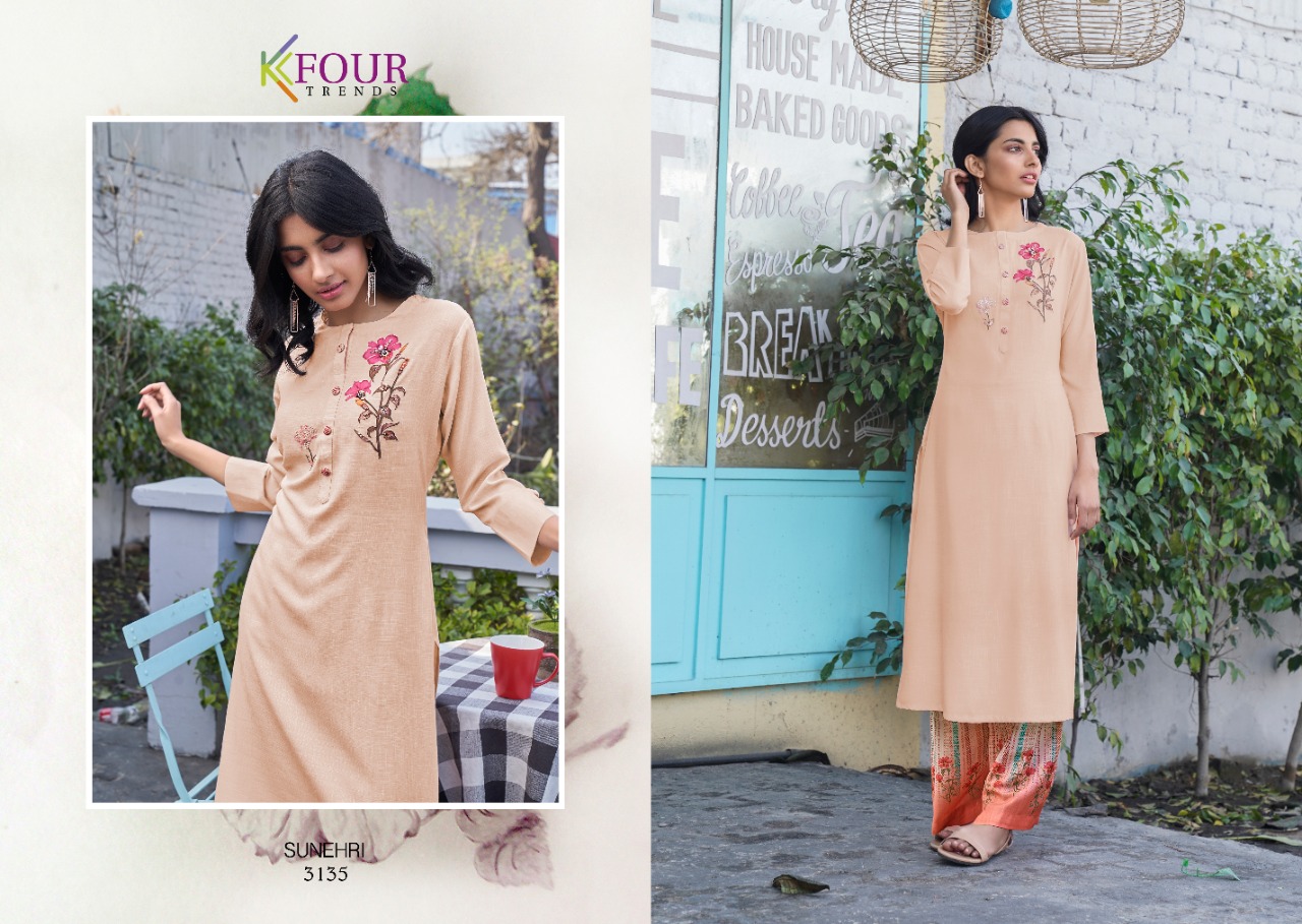 kfour sunheri designer ctchy look kurti catalog