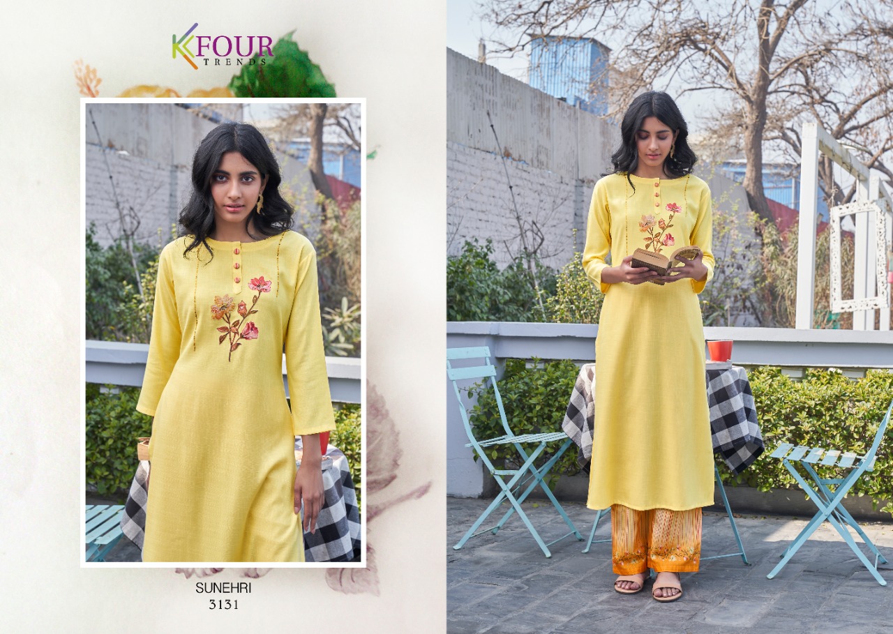 kfour sunheri designer ctchy look kurti catalog
