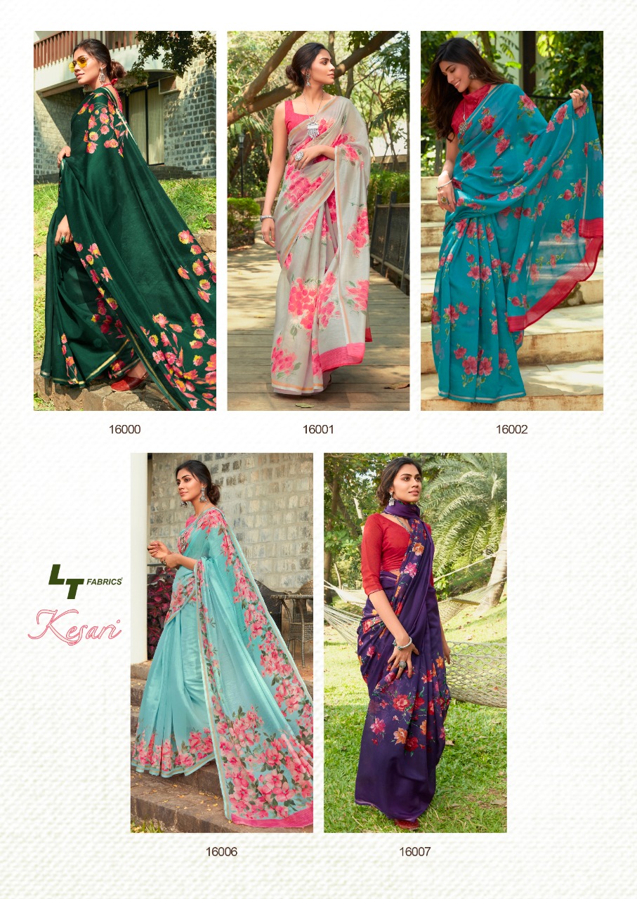 Lt fashion kesari cotton printed sarees collection at wholesale rate