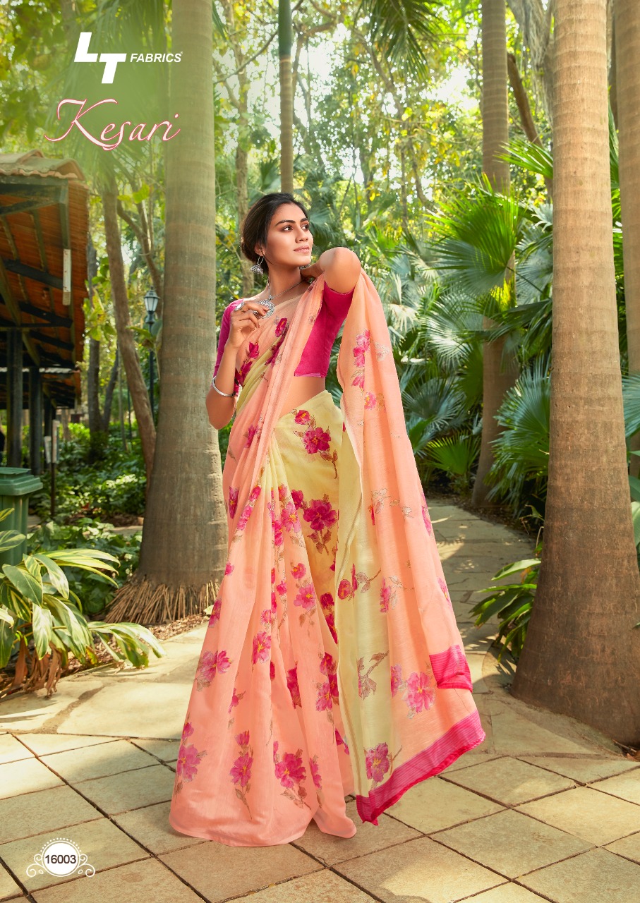 Lt fashion kesari cotton printed sarees collection at wholesale rate