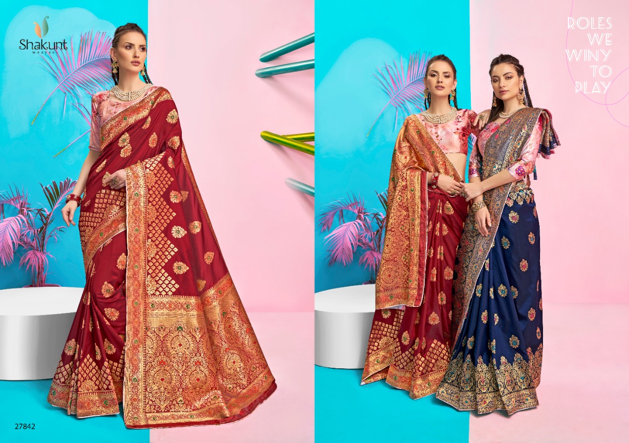 shakunt weaves girishma silk festive wear saree catalog