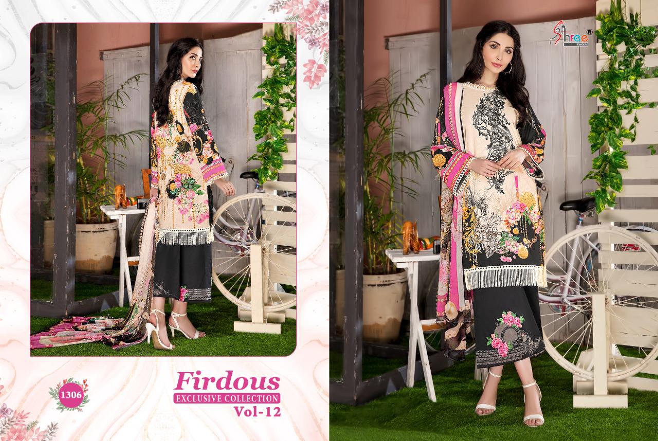shree fabs firdous vol 12 jam silk print with exclusive embrodery pakistani concept salwar suits catalog