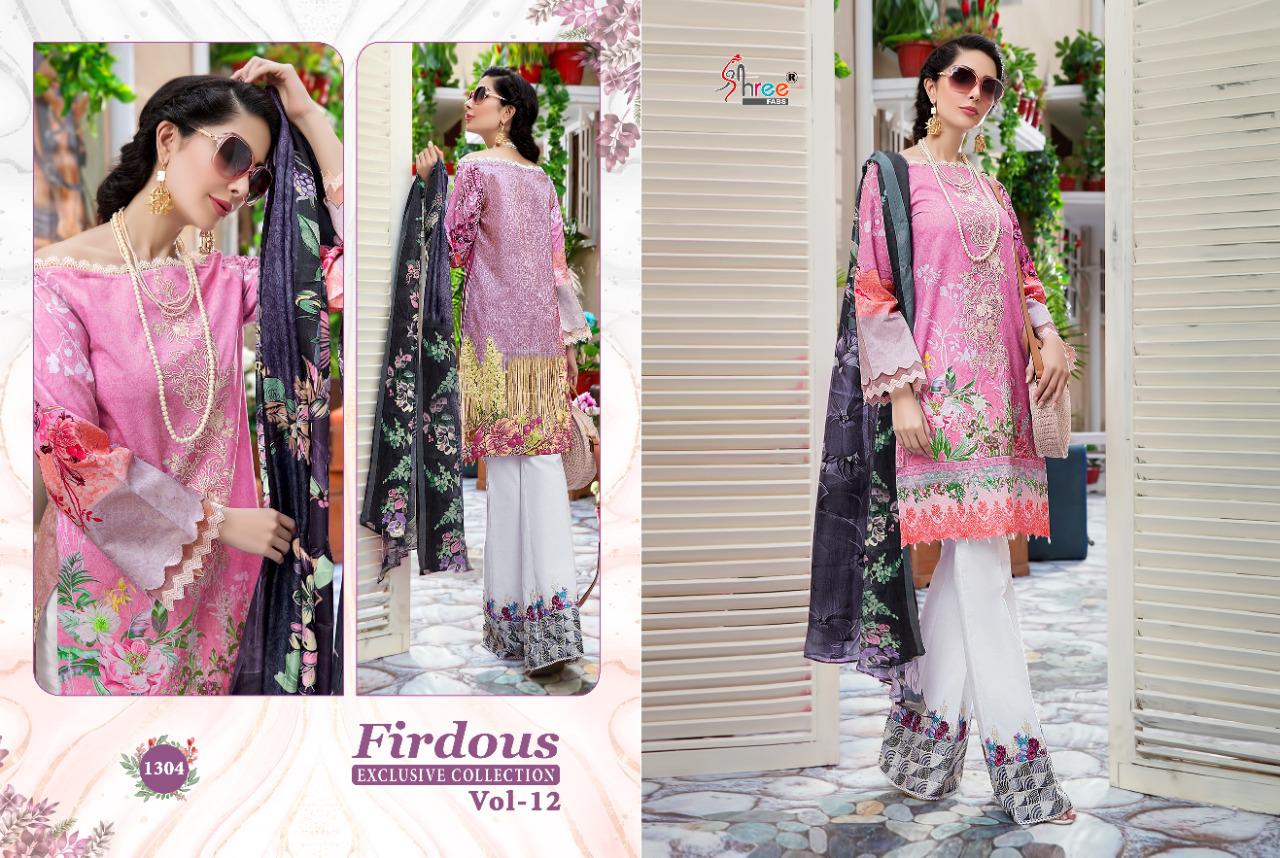 shree fabs firdous vol 12 jam silk print with exclusive embrodery pakistani concept salwar suits catalog