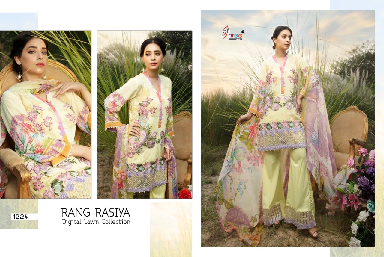 Shree fabs rangrasiya digital lawn pakistani style dress Material