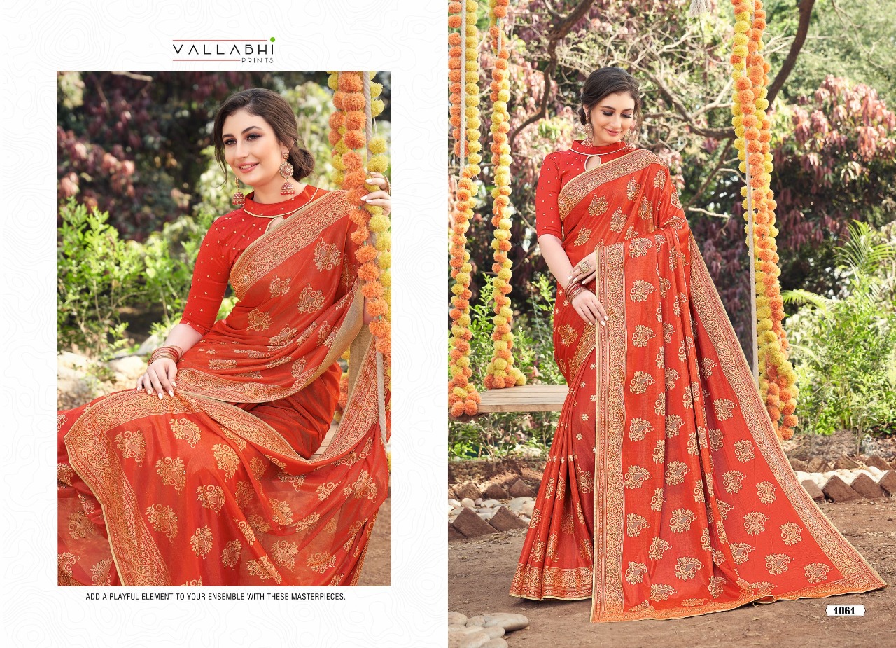 Vallabhi prints Fascinate lycra jacquard attractive look Beautifull Sarees catalog