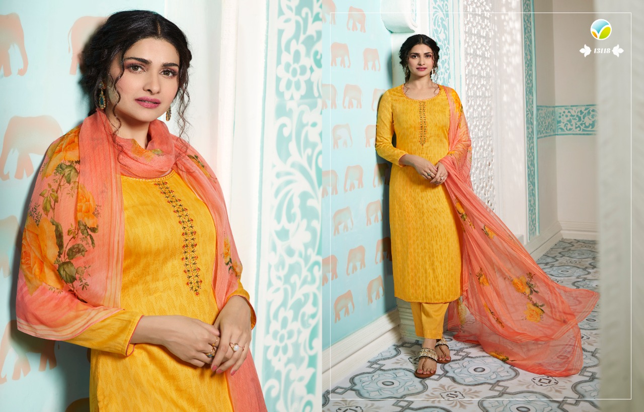 Vinay fashion kervin aarushi designer embroidered salwar suits Material exporter