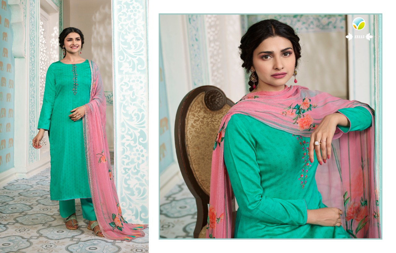 Vinay fashion kervin aarushi designer embroidered salwar suits Material exporter
