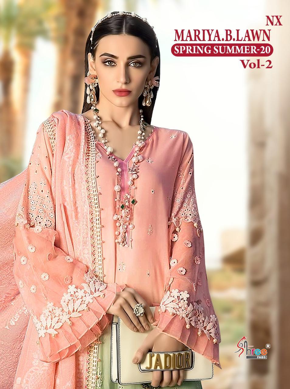 Shree fabs maria b lawn spring summer 20 vol 2 nx pakistani dress Material wholesaler at surat