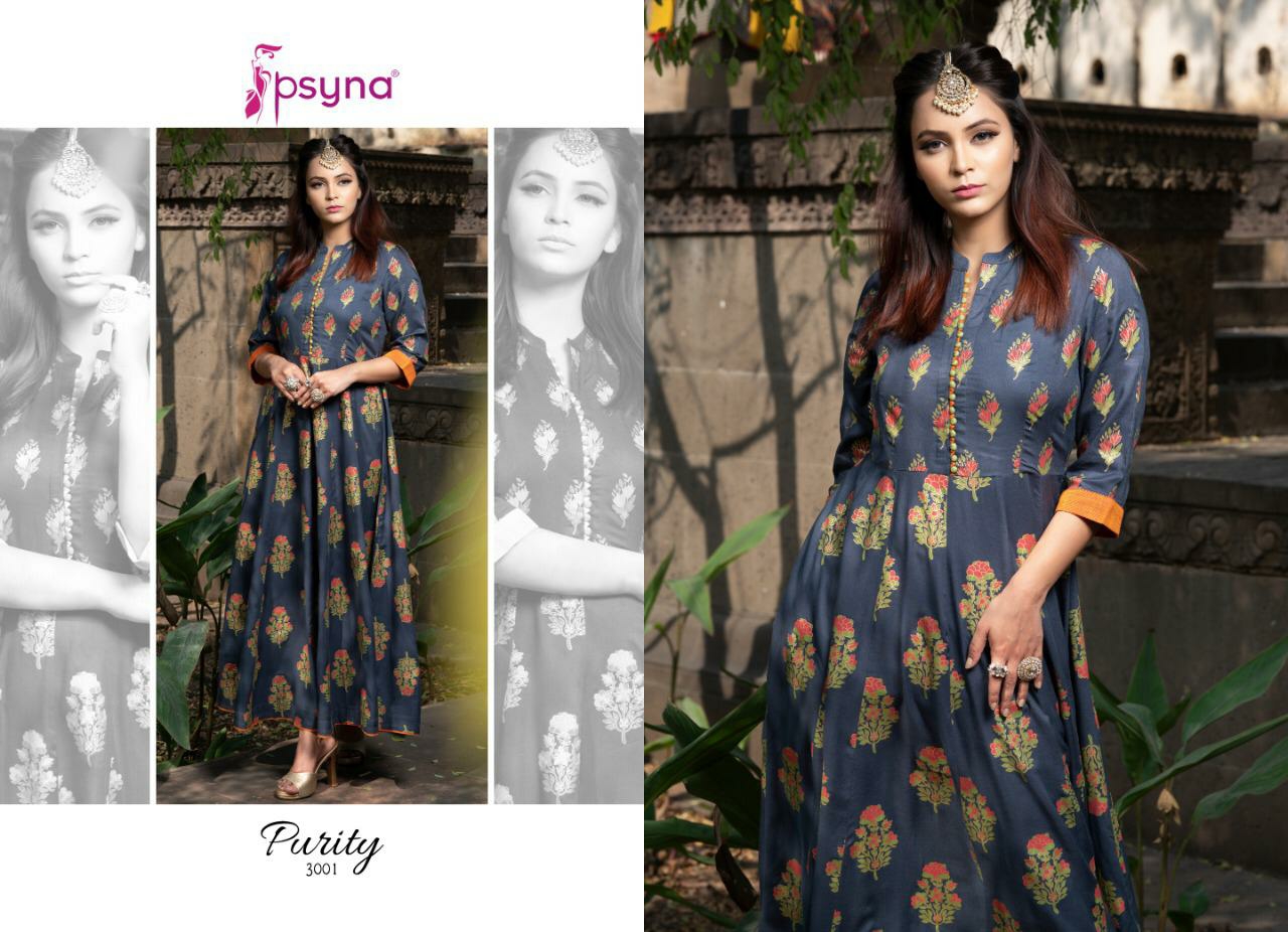 Psyna purity vol 3 foil printed party wear long gowns collection