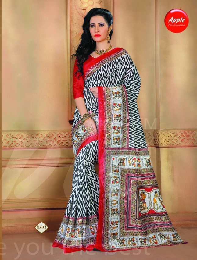 apple womaniya Bhagalpuri silk affordable price sarees catalog