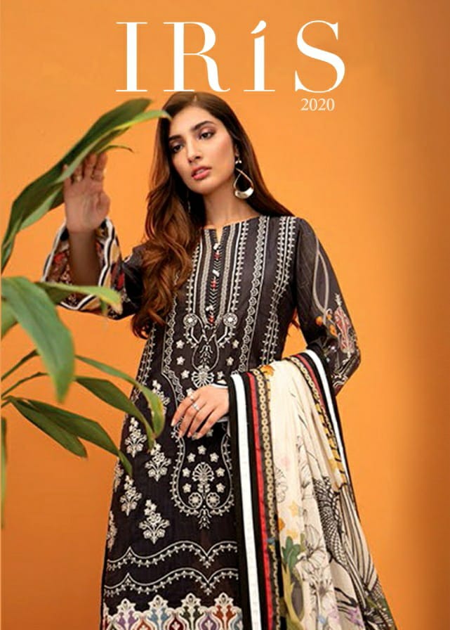 fariyas iris printed pakistani dress Material with  dupatta catalog