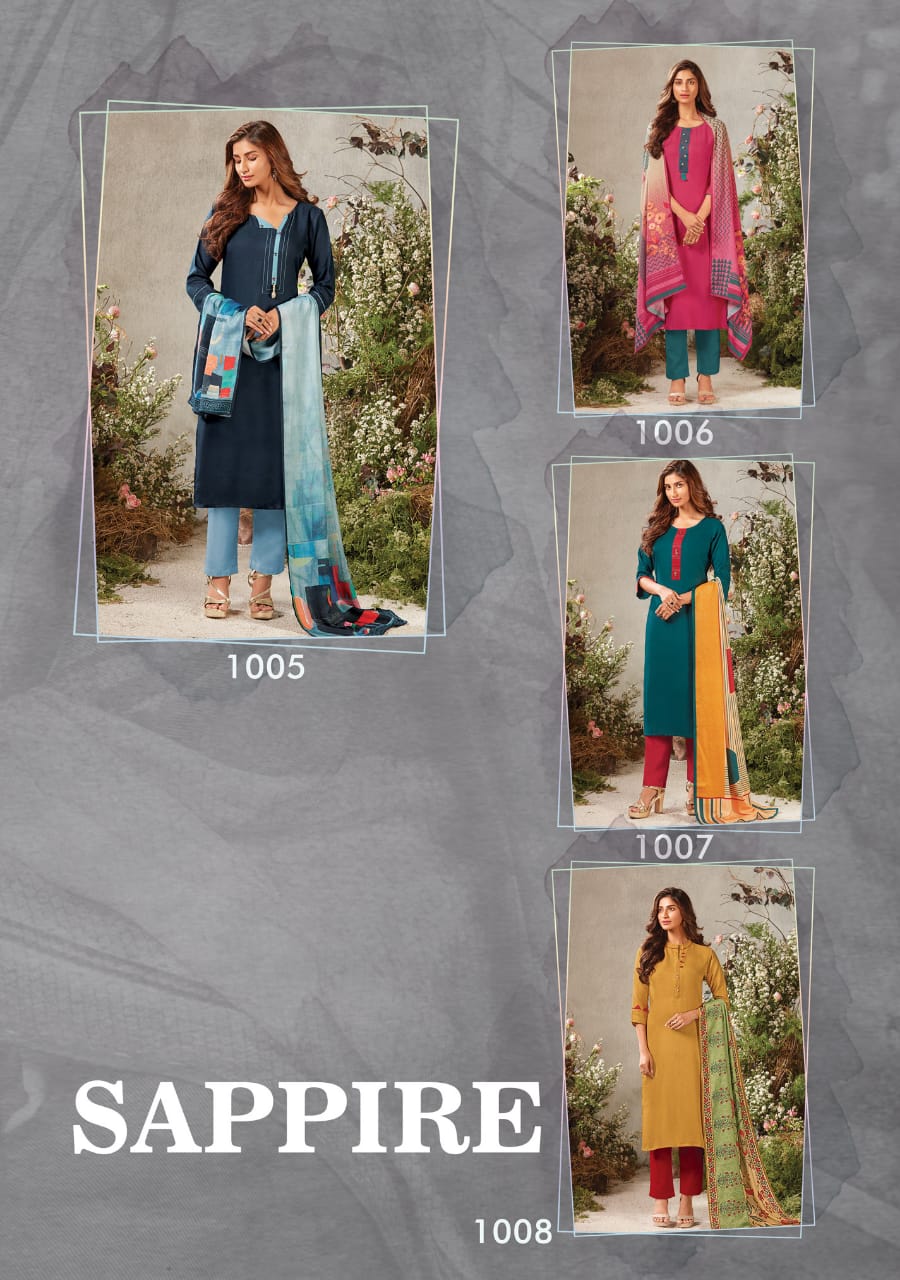 feminista sapphire pashmina elegant look kurti catalog