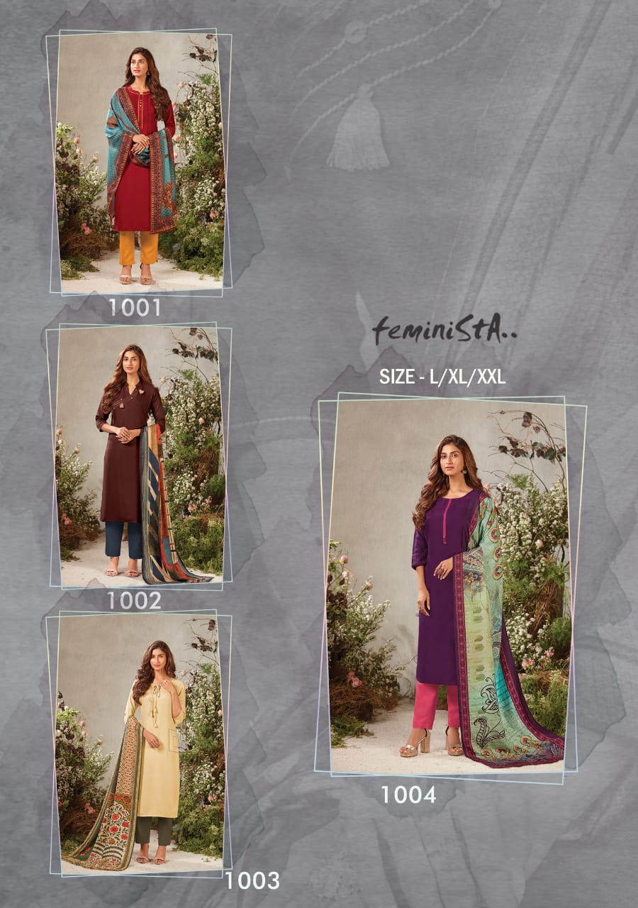 feminista sapphire pashmina elegant look kurti catalog