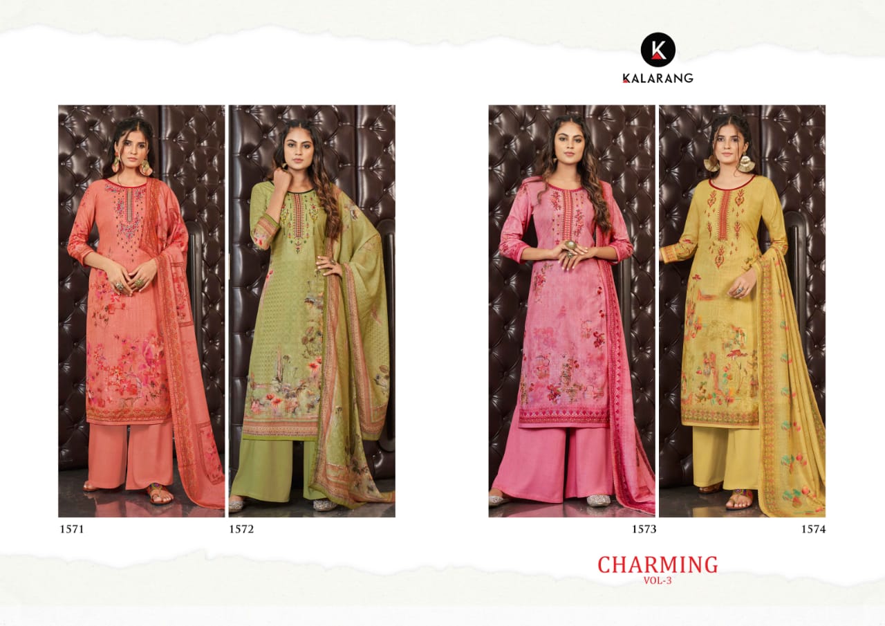 Kalarang charming vol 3 attractive modern style print with Embroidered Salwar suits catalog
