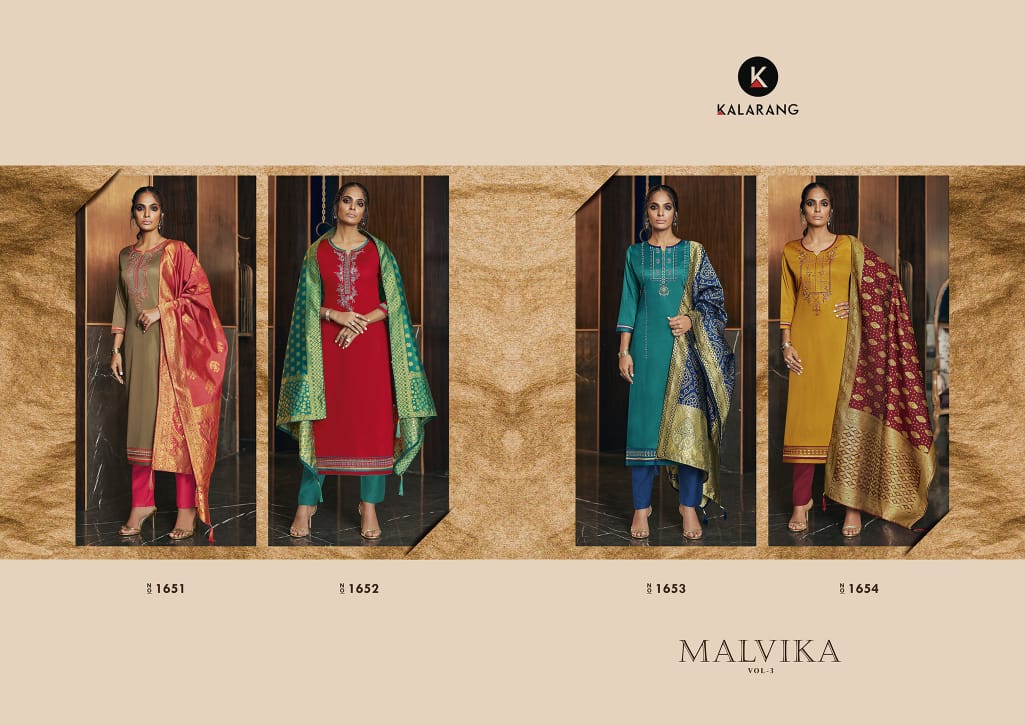 Kalarang Malvika vol 3 embroidered cotton salwar suits Material catalog