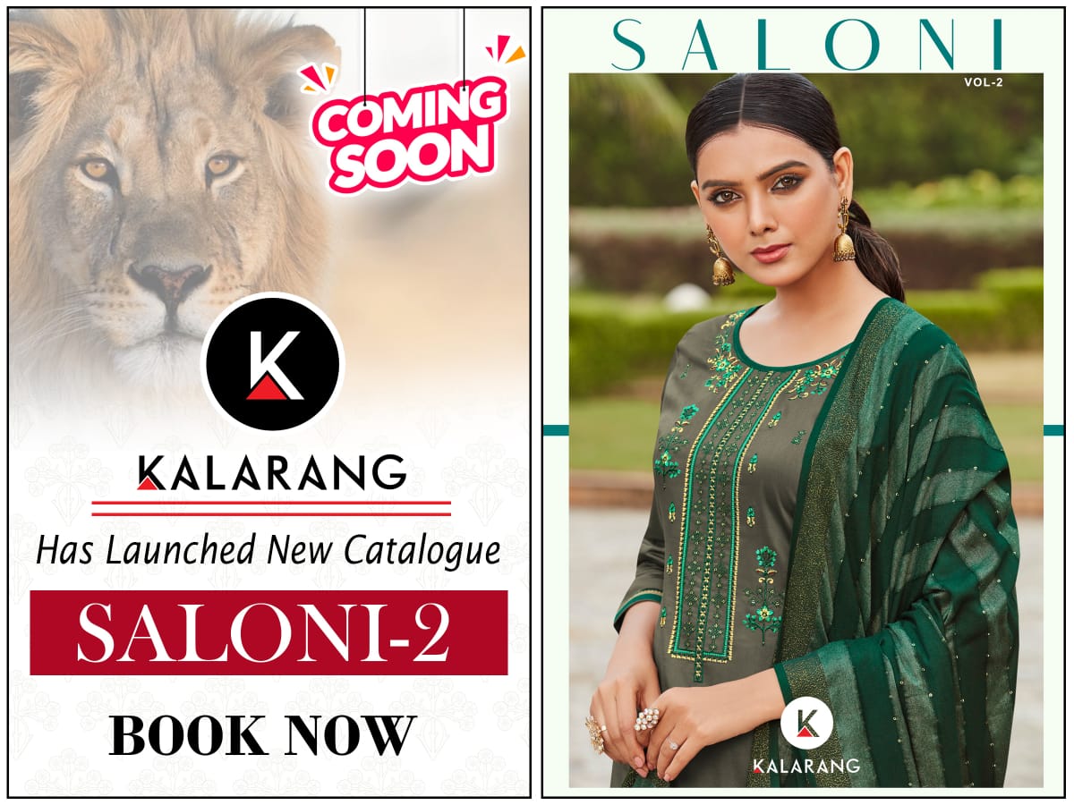 Kalarang saloni vol 2 attractive modern style jam Silk cotton with Embroidered Salwar suits catalog