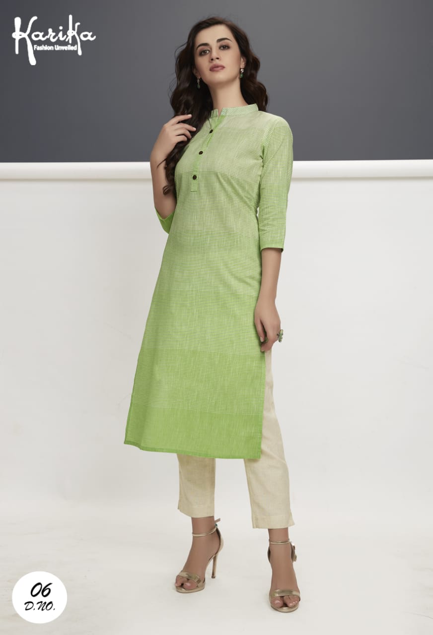 karika weaves 2 cotton catchy look kurti with bottom catalog